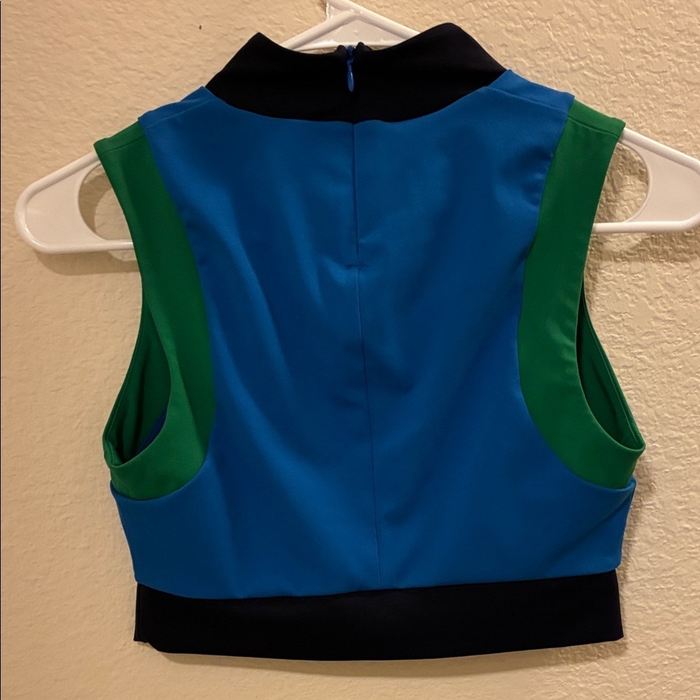 STAUD Color Block Blue and Green Crop Top - Picture 4 of 5